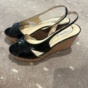 Adorable black patten wedges